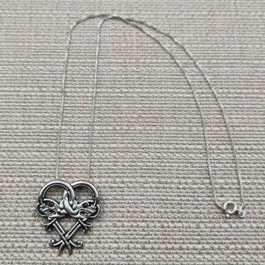 18 Inch Sterling Silver Viking Style Double Dragon Garnet Necklace A6061
